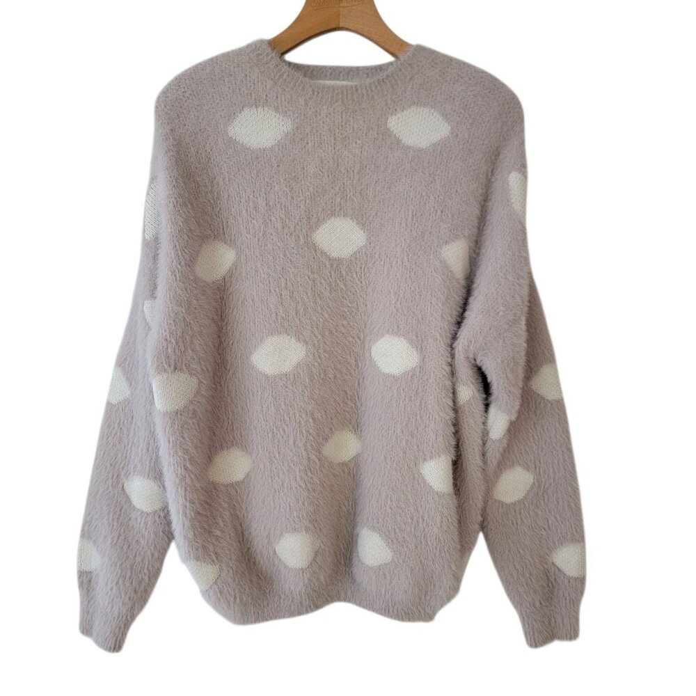 Cloud Ten Sweater Women's Sweater Violet‎ Gray Super Soft Furry Sz M Oversize